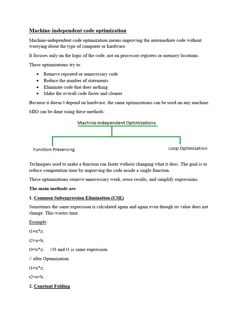 Machine-Independent Code Optimization Techniques | PDF | Program ...