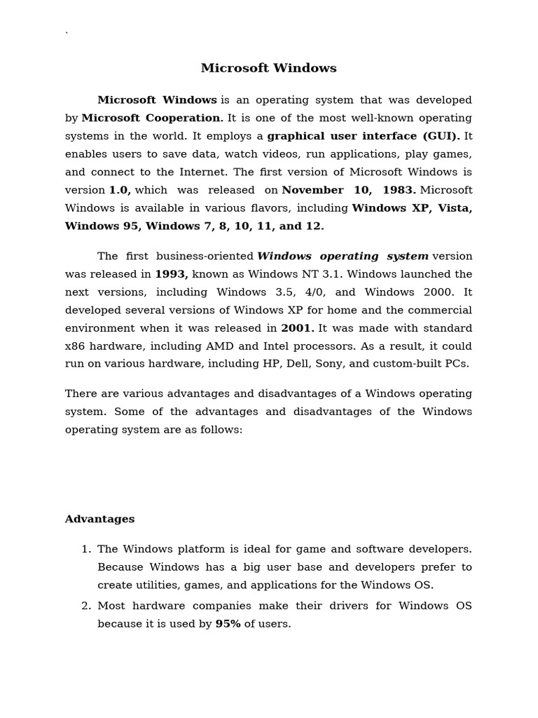 Microsoft Windows | PDF | Microsoft Windows | Object Oriented Programming