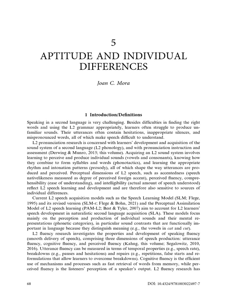 L2 Speech Production and Individual Differences | PDF | Second Language ...