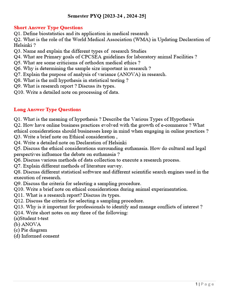 Medical Research Questions and Ethics Guide | PDF | Hypothesis | Statistics