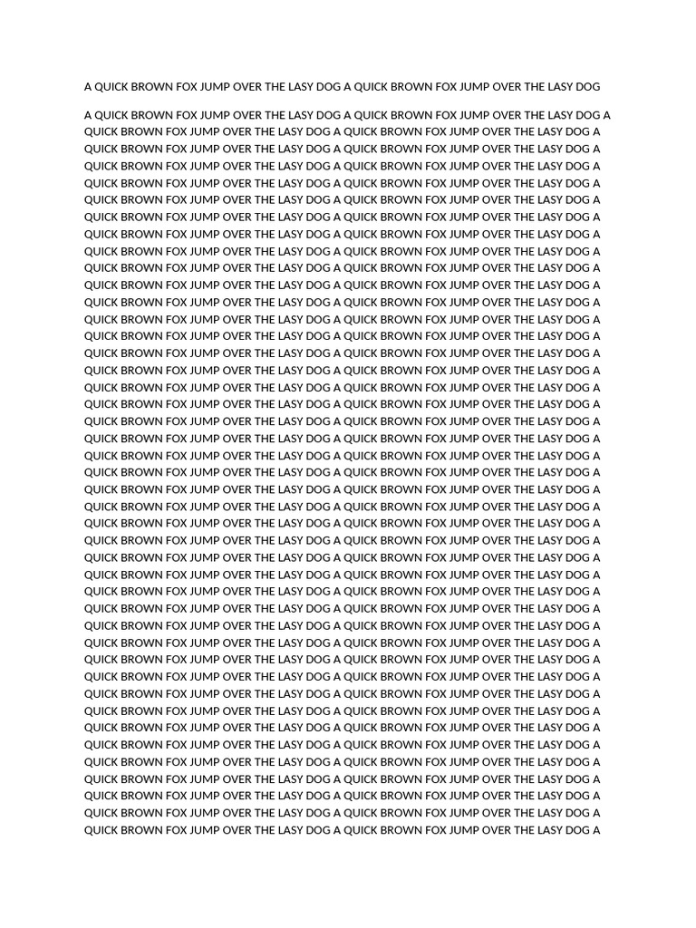 Quick Brown Fox Typing Exercise | PDF