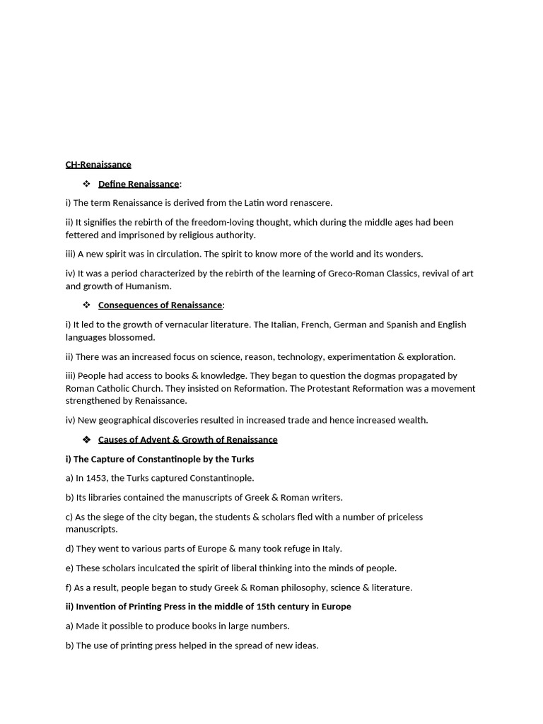 CH Renaissance | PDF | Renaissance | Humanism