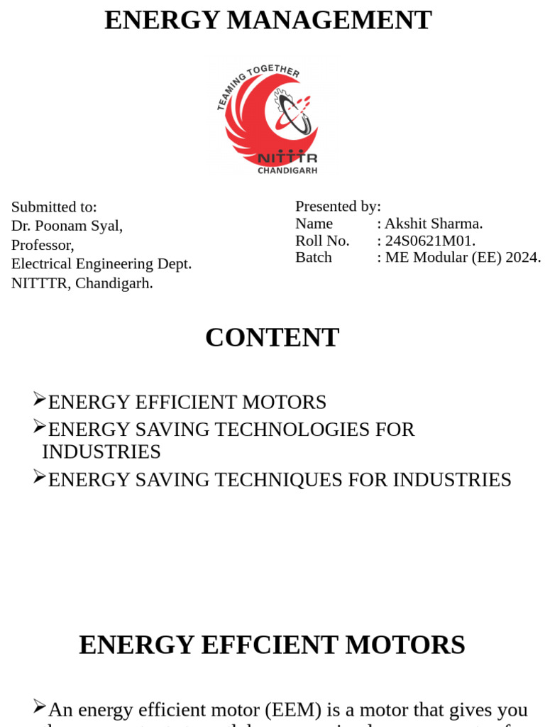 Energy Management Strategies for Industries | PDF | Electric Motor ...