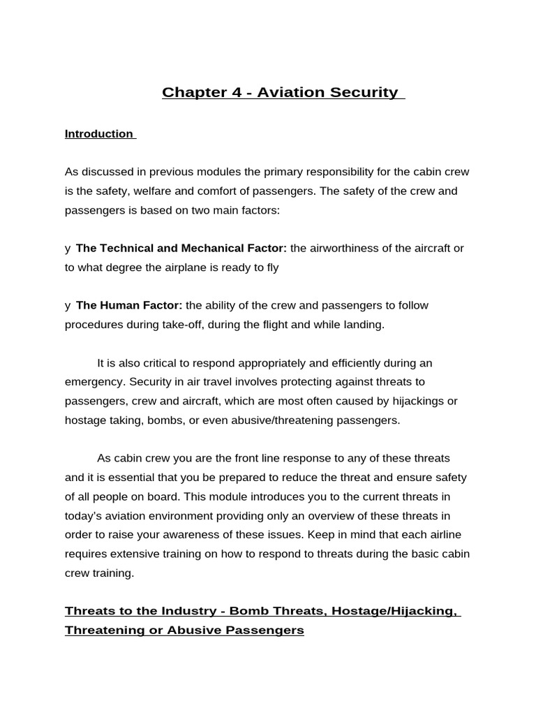 Aviation Security Threats Overview | PDF | Aircraft Hijackings | Crime ...