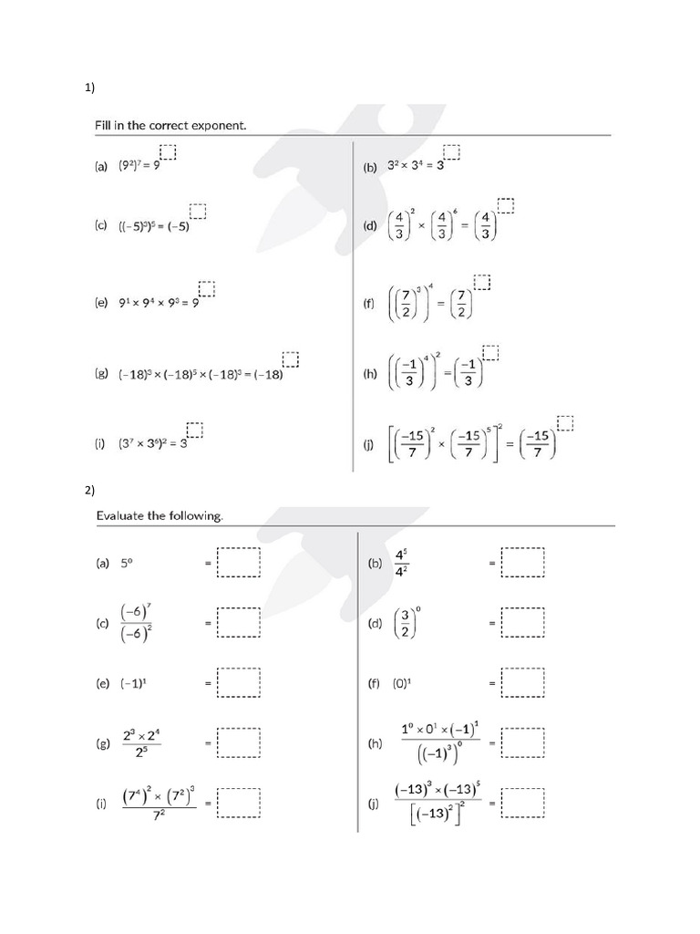 File Laws of Exponents Worksheet 1 1616493222 | PDF