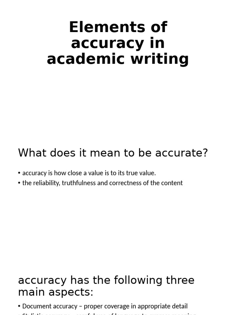 Accuracy in Academic Writing Essentials | PDF | Accuracy And Precision ...