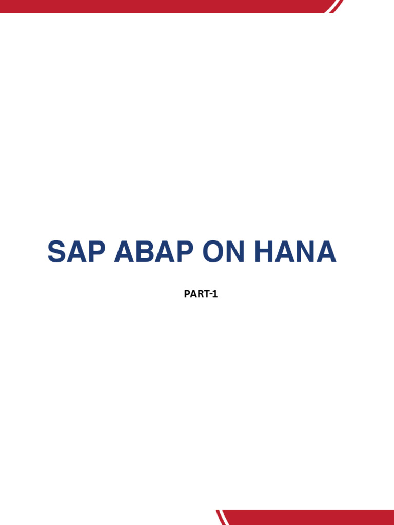 SAP ABAP on HANA: Beginner's Guide | PDF | Database Index | Databases