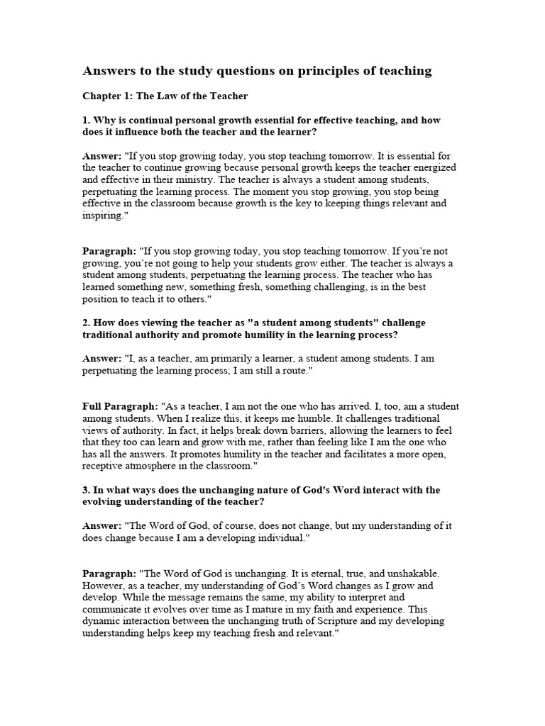 Principles of Effective Teaching Insights | PDF | Teachers | Learning