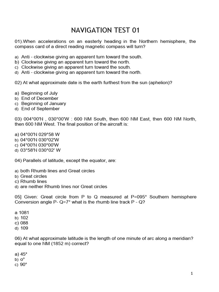 Navigation Test Questions and Answers | PDF | Inertial Navigation ...