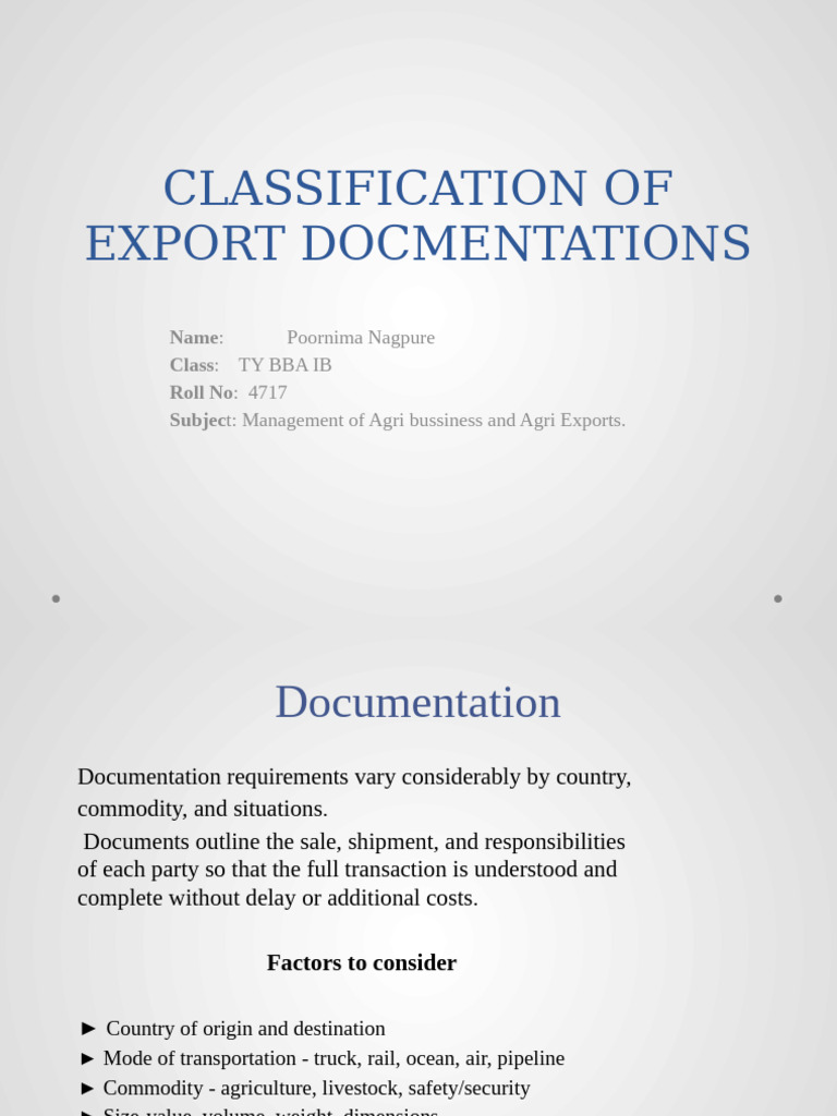 Export Documentation Classification Guide | PDF | Trade | Supply Chain ...