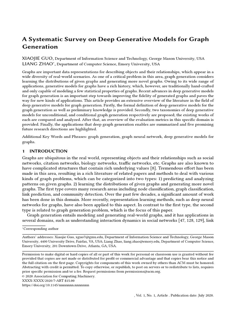Deep Generative Models for Graphs Survey | PDF | Probability ...