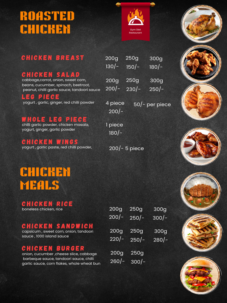Roasted Chicken & Fish Meal Options | PDF | Beetroot | Sauce