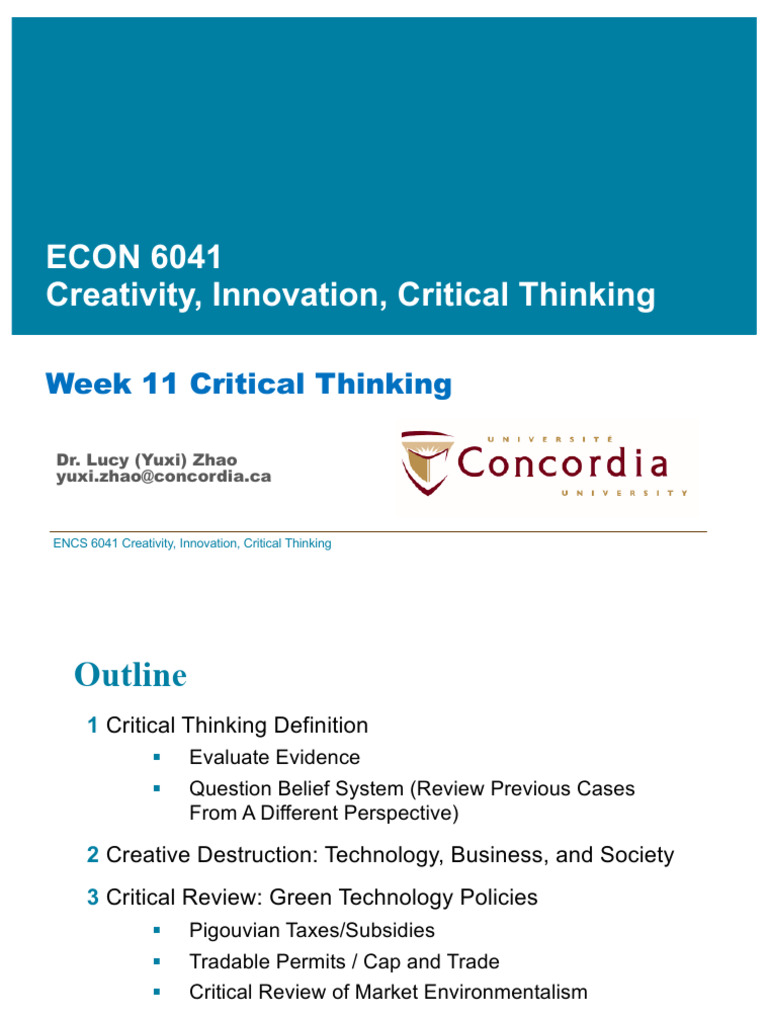 Critical Thinking in Creativity & Innovation | PDF | Externality ...