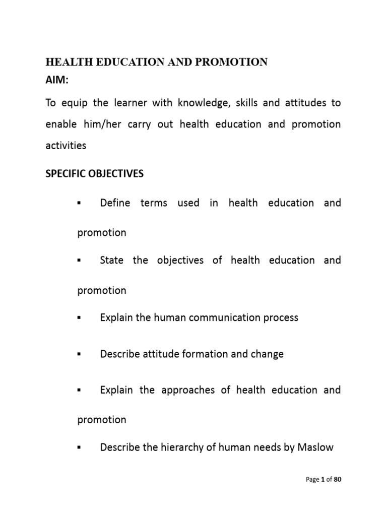 Health Education and Promotion | PDF | Communication | Anxiety