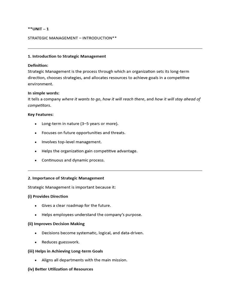 Business Strategy Notes1 | PDF | Strategic Management | Competitive ...