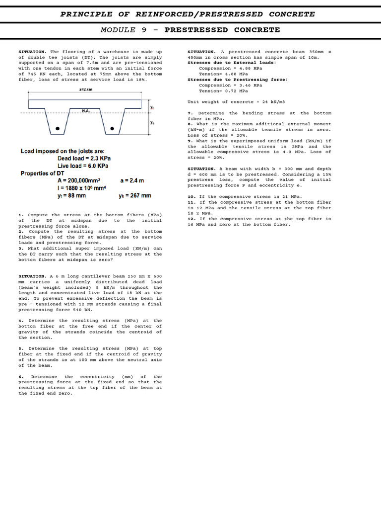 Rc Prestressed (1) | PDF | Beam (Structure) | Prestressed Concrete