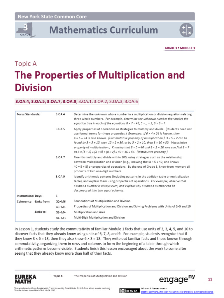 Grade 3 Multiplication & Division Properties | PDF | Multiplication ...