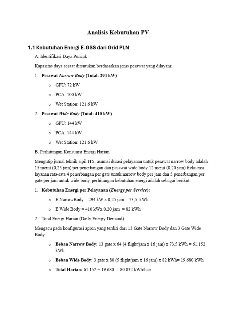 Analisis Kebutuhan Energi E-GSS Bandara | PDF