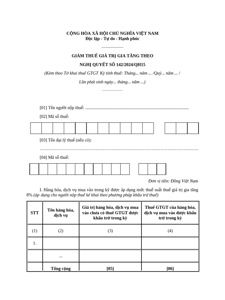To Khai Giam Thue GTGT | PDF