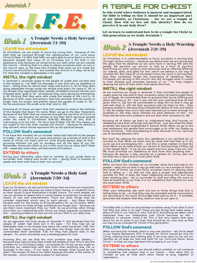 Jeremiah 7 - LIFE English | PDF | Jesus | God