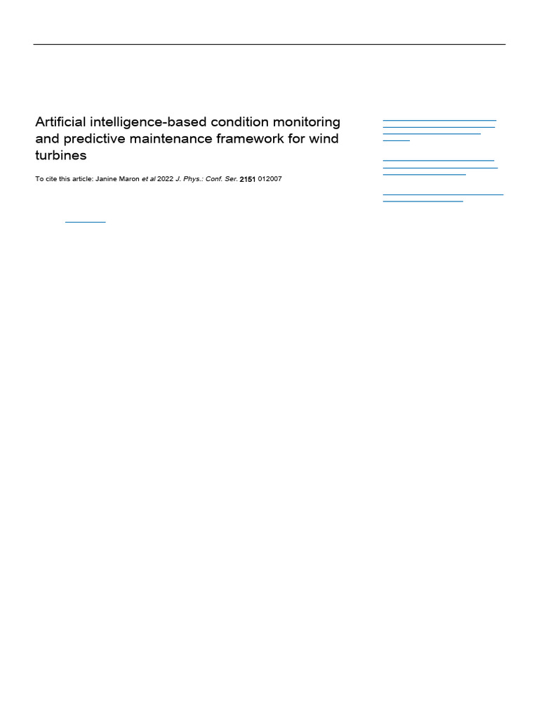 Artificial intelligence-based condition monitoring | PDF | Wind Turbine ...