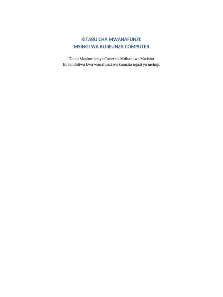 Kitabu Cha Mwanafunzi Computer Full | PDF