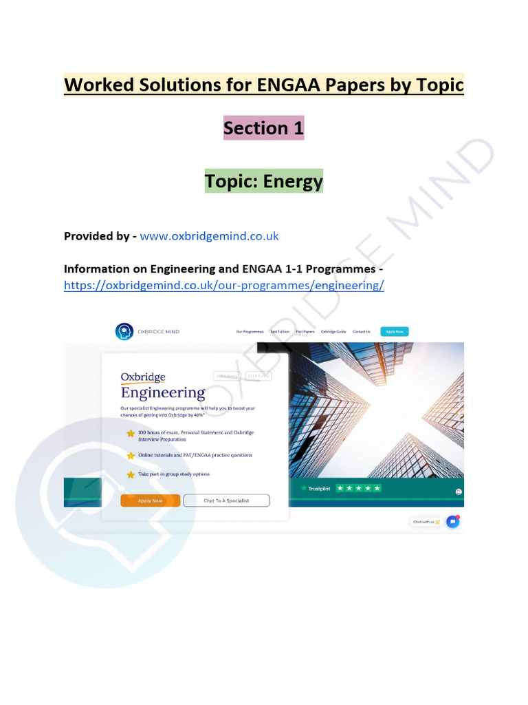 ENGAA S1 - Energy - Www.oxbridgemind.co.Uk | PDF | Applied And ...