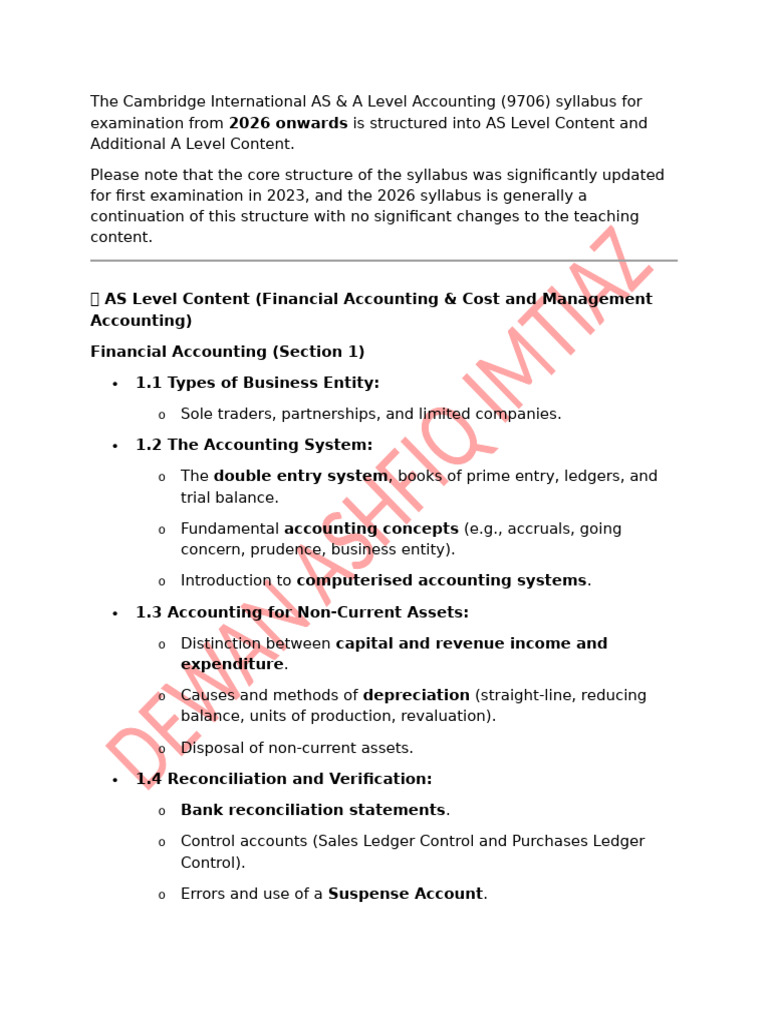 Cambridge AS & A Level Accounting 2026 | PDF | Net Present Value ...