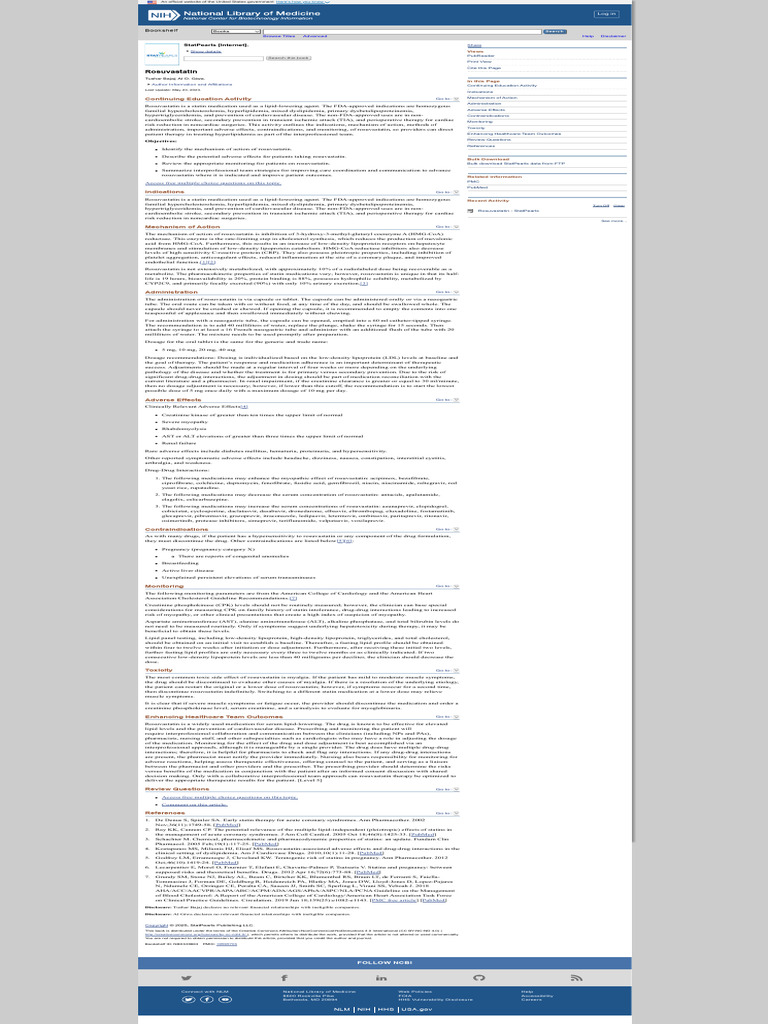 Rosuvastatin: Uses, Dosage, and Monitoring | PDF | Statin | Dose ...