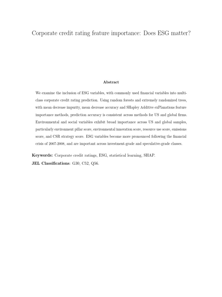 ESG Impact on Corporate Credit Ratings | PDF | Macroeconomics | Money ...