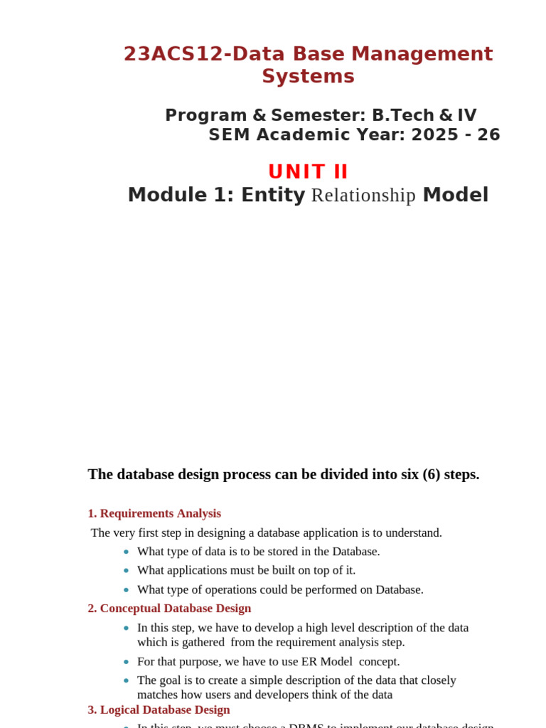 Entity Relationship Model in DBMS | PDF | Databases | Database Design