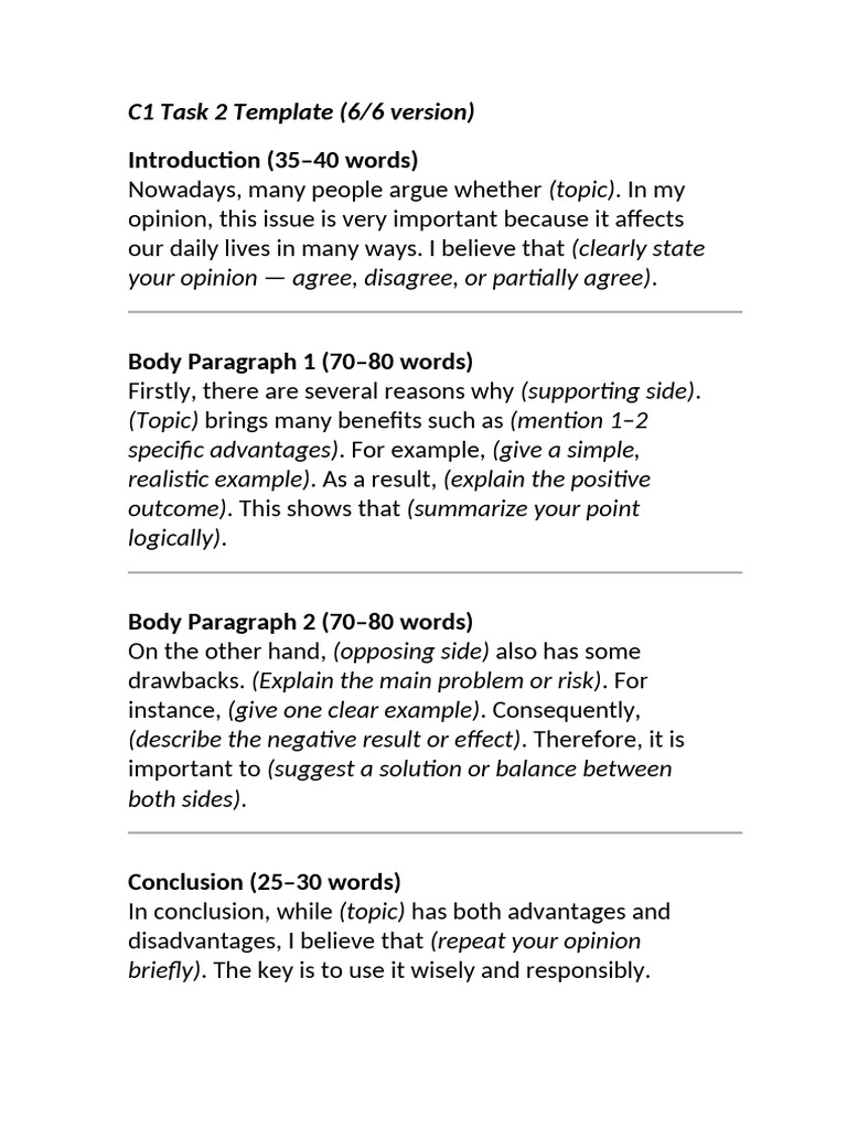 C1 Task 2 Template | PDF