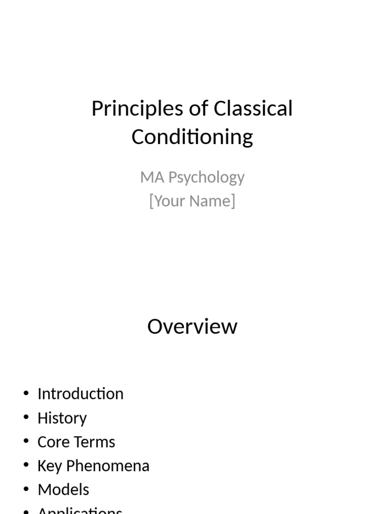 Classical Conditioning Principles Explained | PDF