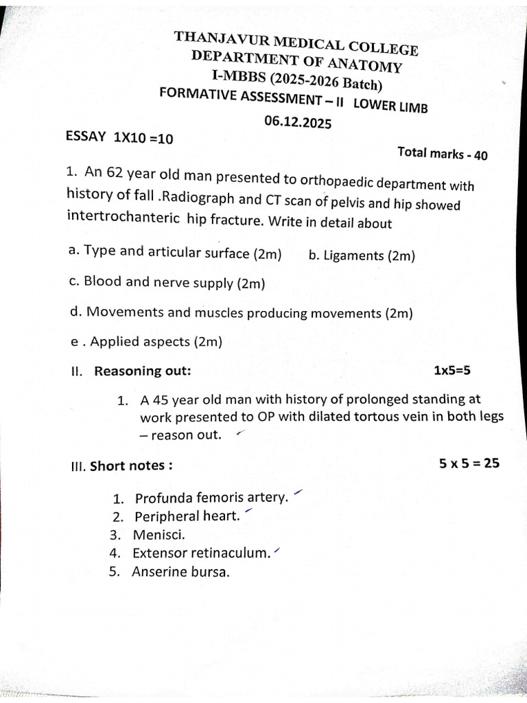 TMC Anatomy Lower Limb FA | PDF