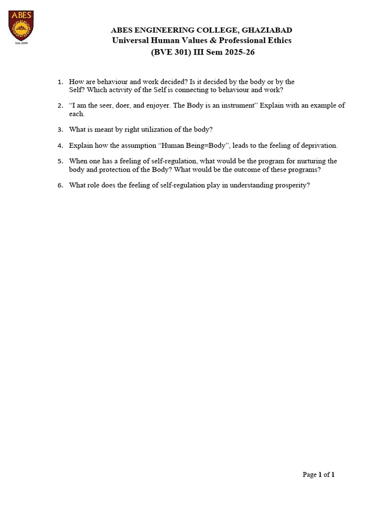 Human Values & Ethics in Engineering | PDF