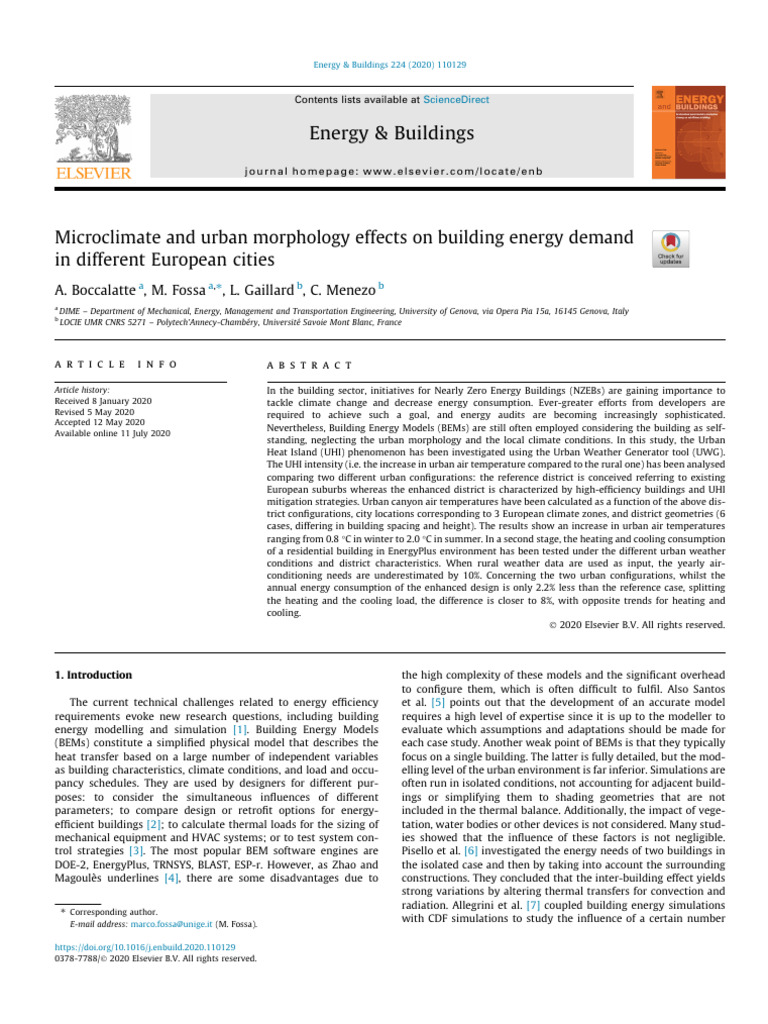 Microclimate and Urban Morphology Effects On Building Energy Demand in ...