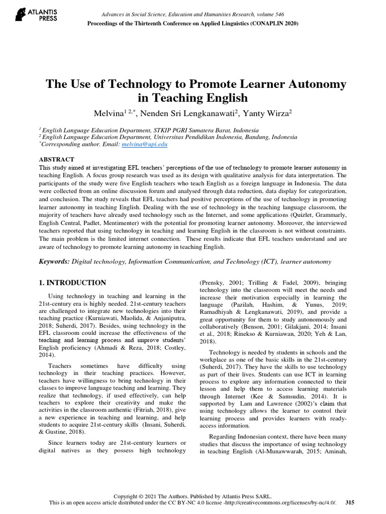 Technology for Learner Autonomy in EFL | PDF | Educational Technology ...