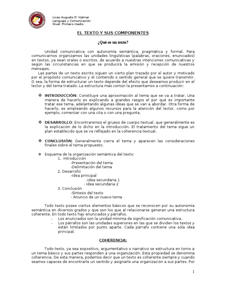 Elementos y Estructura del Texto | PDF | Sintaxis | Semántica