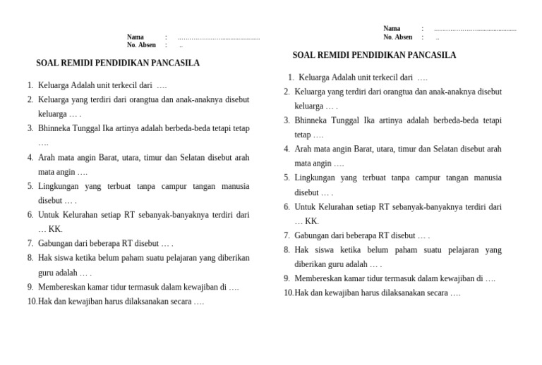 1. Pend. Pancasila_Remidi | PDF