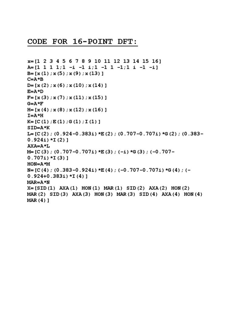16-Point DFT Code Implementation | PDF | Teaching Methods & Materials ...