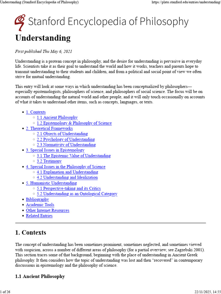 Understanding in Philosophy Explained | PDF | Epistemology | Knowledge