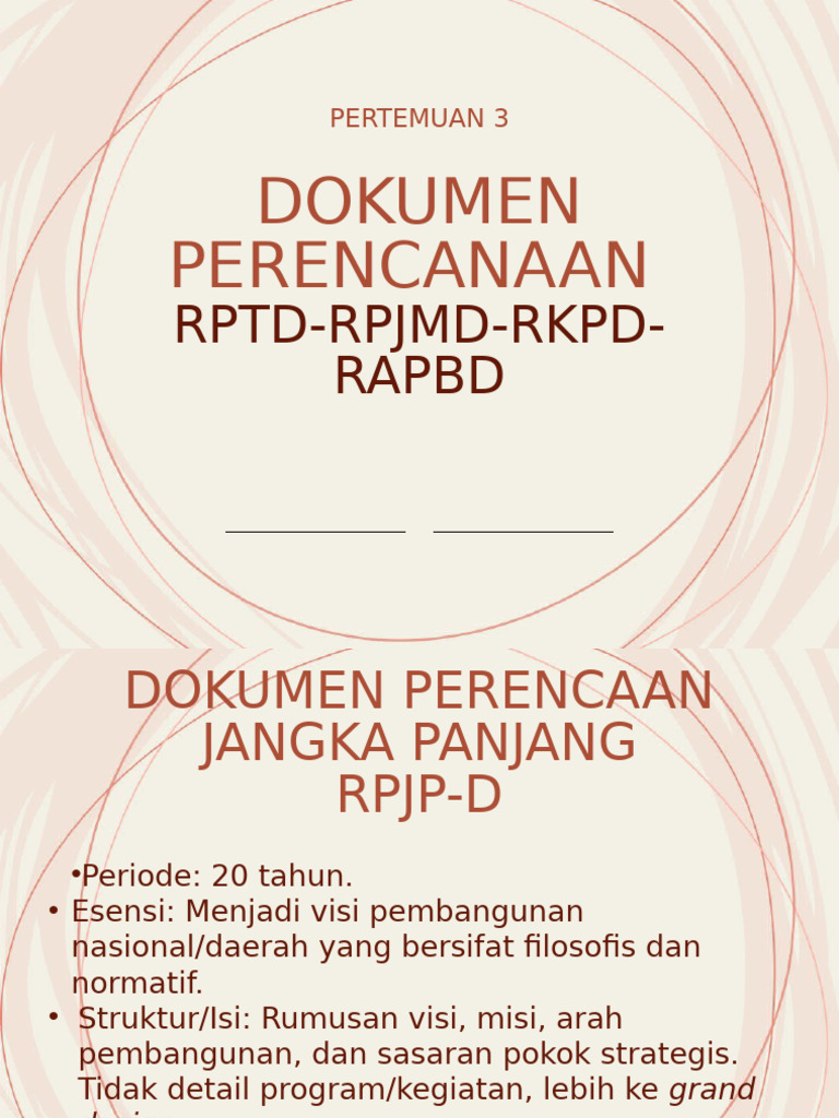 Pertemuan 3- RPTD-RPJMD-RKPD-RAPBD | PDF
