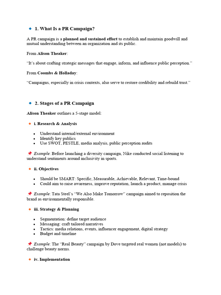 Understanding PR Campaigns and Strategies | PDF | Reputation | Public ...