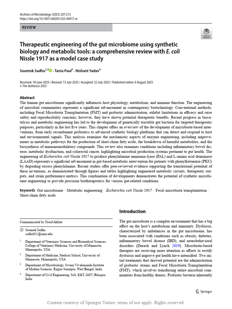Therapeutic Engineering of the Gut Microbiome Usin | PDF | Crispr ...