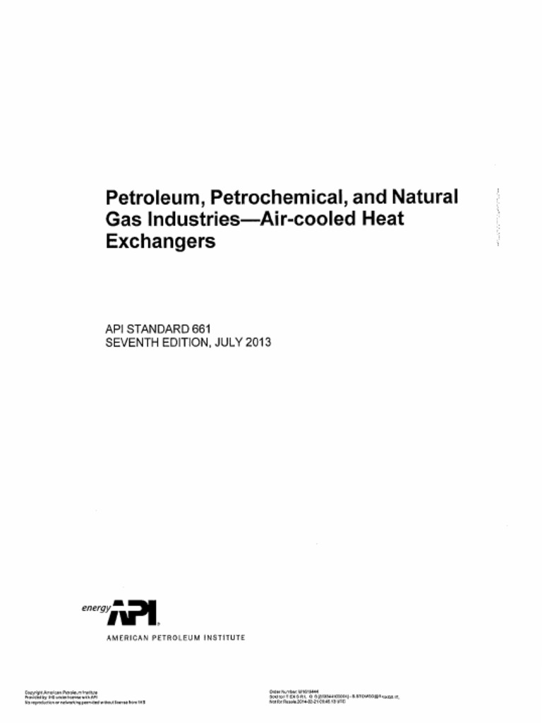API Standard 661: Air-Cooled Heat Exchangers | PDF