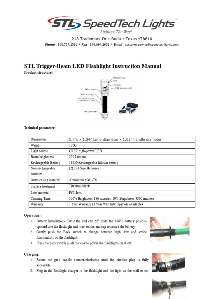 STL Trigger-Beam LED Flashlight Manual | PDF