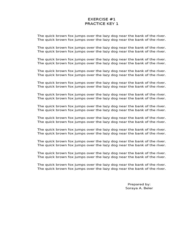 Quick Brown Fox Typing Exercise | PDF