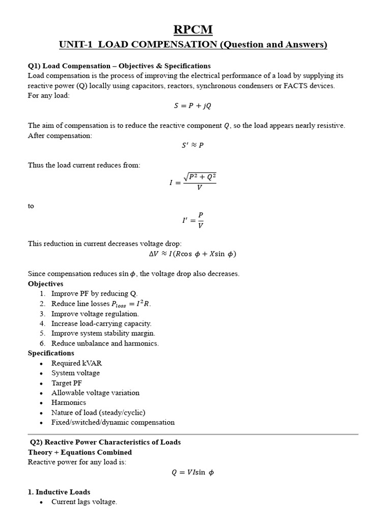 Load Compensation: Key Concepts & Methods | PDF | Capacitor | Ac Power