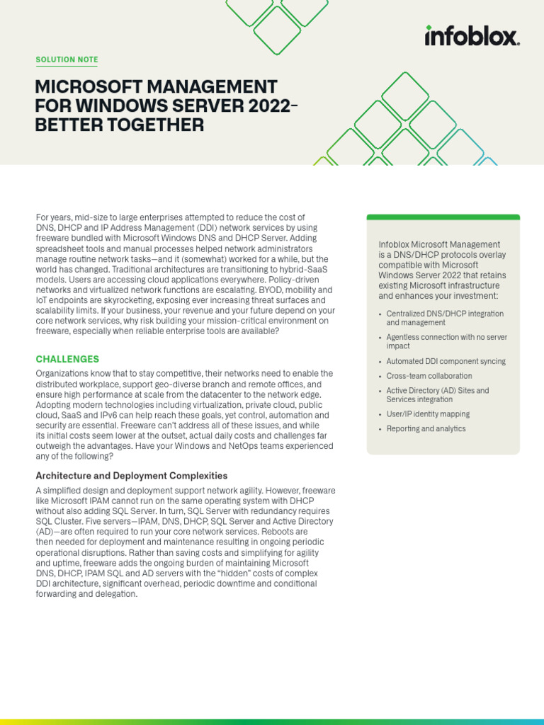 Optimize DNS/DHCP with Infoblox Management | PDF | Computer Network ...