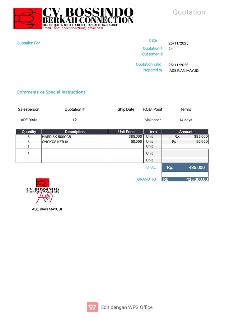 Quotation #24 for Hardisk Purchase | PDF